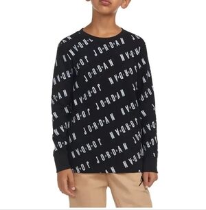 Jordan Waffle All Over Print Long Sleeve Top Essentials T-shirt Big Boys Medium